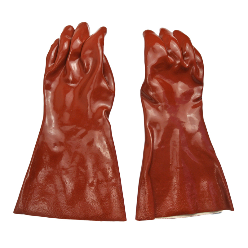 Dark Red PVC coated gloves 14''