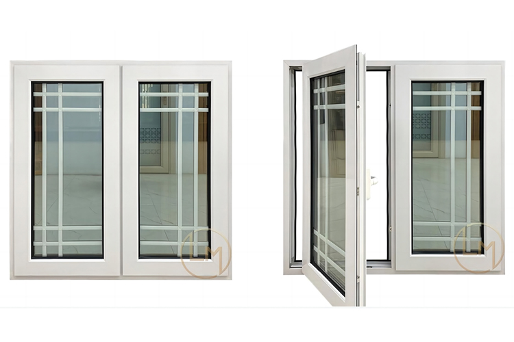 White Double Aluminum Casement French Windows For Sale, High Quality White Double Aluminum