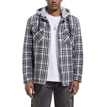 OEM Custom Men's Winter Hooded Plaid Jacket
