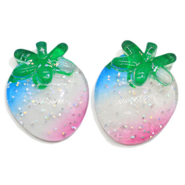 Glitter Bling Φράουλα Ρητίνη Flatback Cabochons Kawaii Resin Fruit Craft For Scrapbooking Hair Accessories DIY