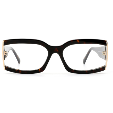 Customizable Fashion Square Frame Acetate and Metal Decorated Optical Glasses with Logo