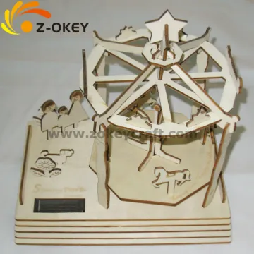 Personalized design 3D merry-go-round made by plywood for decoration