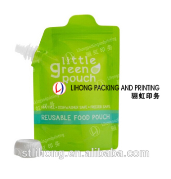 Customized Shaped Stand Up Plastic Pouch With Screw Cap