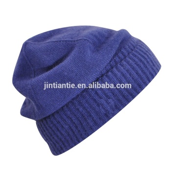 100% acrylic Stylish Casual Mens Blue Beanie Knitted Caps Rib Hats