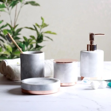 Customizable Luxury Marble Bathroom Set: 4-Piece Hotel & Home Decor Collection with Copper Lid - High Quality Accessories