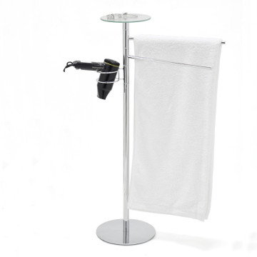3 In 1 Metal Bathroom Towel Bar With Hair Dryer Holder