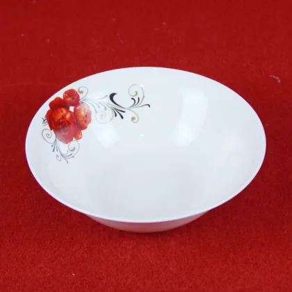 Round Shape Red Flower Porcelain Plate Tableware
