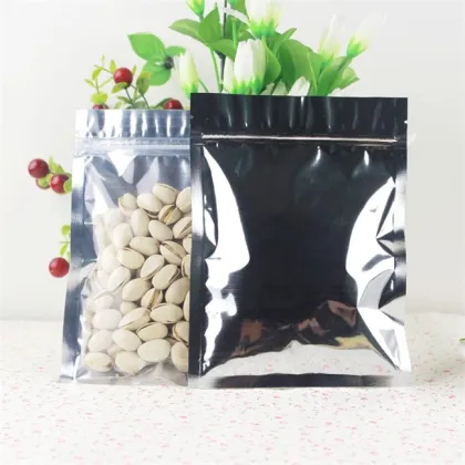 Front clear American almonds silver zipper bag