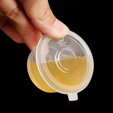 1oz to 4oz Transparent Sealed Round Containers with Clip Lid PP Plastic Shot Cups and Hinged Sauce Cups