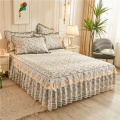 Cotton lace quilted single bed skirt