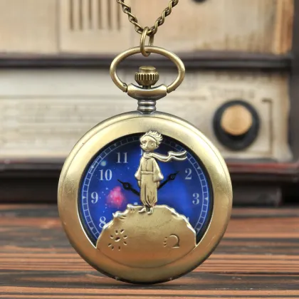 Vintage Red Scarf Little Prince Star Sky Pocket Watch - Luxury WJ-10955