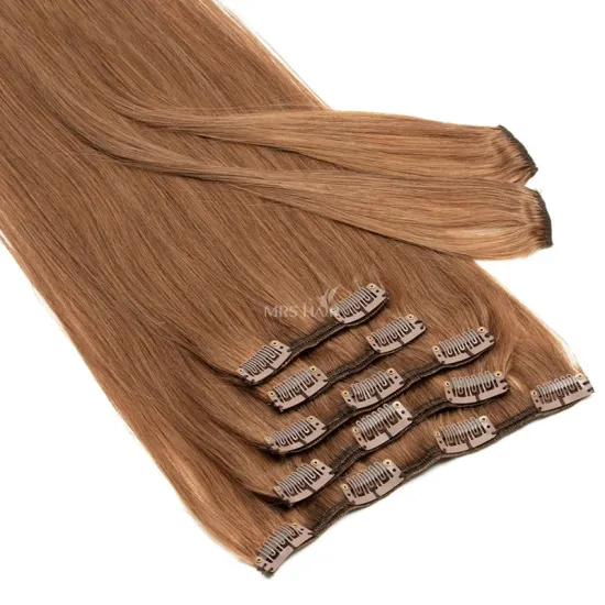 Real 100% Remy human hair extensions Black Dark Brown Blonde Straight Clip-In Hair Extensions 7 Piece Set