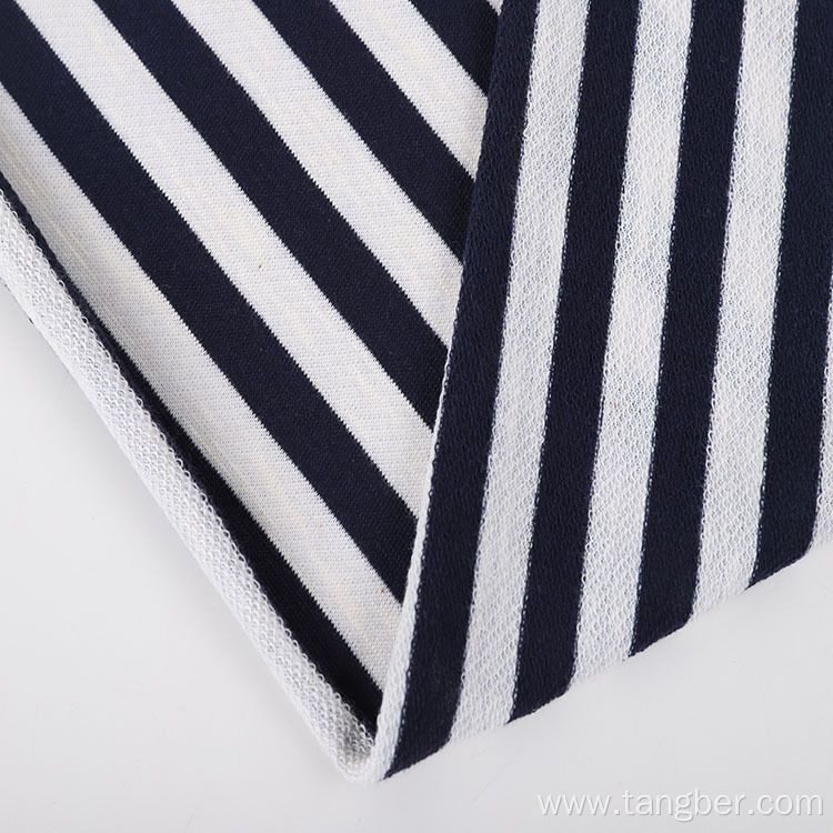 Black White Stripe Hoodie French Terry Fabric