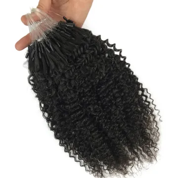 Kinky curly micro loop ring hair extensions human,remy human hair extension micro ring for black women raw indian hair