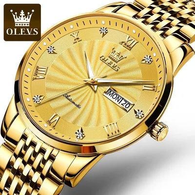 OLEVS 6630 Men Watch Luxury Automatic Mechanical Stainless Steel Watches Fashion Business Hollow Design Wrist Watch for Man
