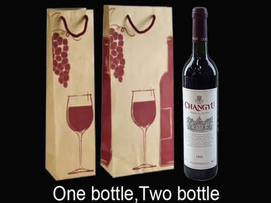 Rope Handle Printed kraft paper wine Bag