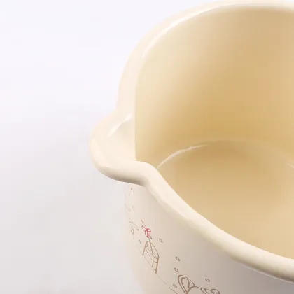 Ivory White Enamel Milk Mug with Decal