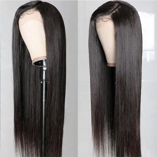 High Quality Virgin Human Straight Hair Grade 10A 4X4 Glueless Invisible Knot Lace Closure Wig