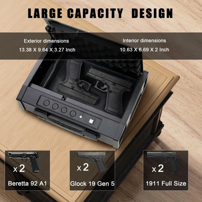 Biometric Fingerprint Safe Box with Gun Pistol Storage
