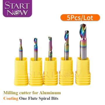 Startnow 5PCS Coating Milling Cutters for Aluminum Alloy - One Flute Spiral End Mills Tungsten Carbide CNC Router Bits