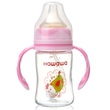 Стеклянная бутылочка для кормления ребенка на 10 унций с ручкой