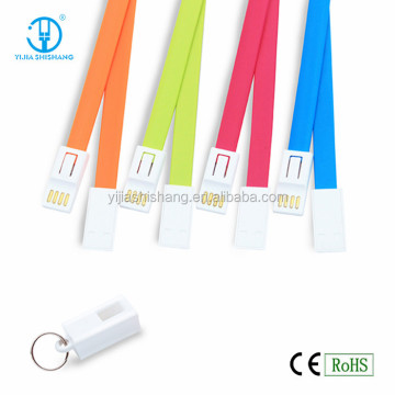 Yijiashishang Free sample USB2.0 bracelet usb cable, 1 year warranty keychain charging data cable
