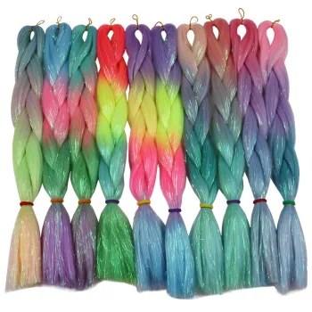 BUBBLEGUM LIGHT MAUVE  100grams 24inch Ombre Mixed Metallic Glitter Twinkle Tinsel Braiding Hair