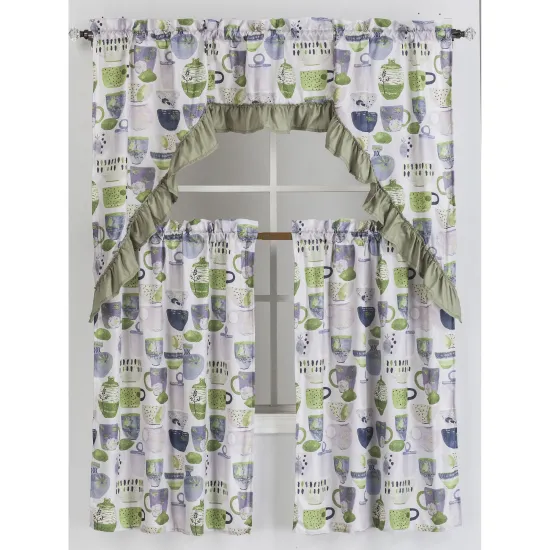 Fancy Design Microfiber Printed Curtains for Kitchen - 3 Pieces Factory Wholesale