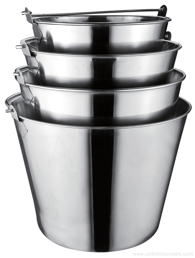 Round Stainless Steel Ice Bucket with Handle