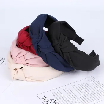 Xugar Fashion Women Solid Color Knot Hairbands Simple Cloth Headbands For Girls Wide Side Hair Hoops Womens Hair Accessories