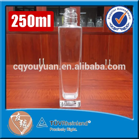 Fancy rectangle thick bottom 250ml glass bottle for oil