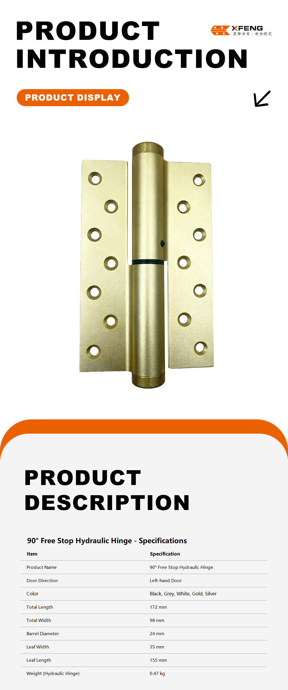 90° Non-positioning Hydraulic Hinge3