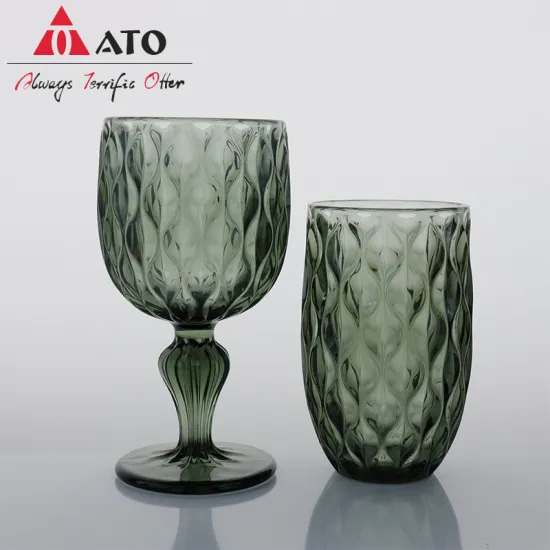 Green Goblet Wine Glass Pressed Green Glass Goblet