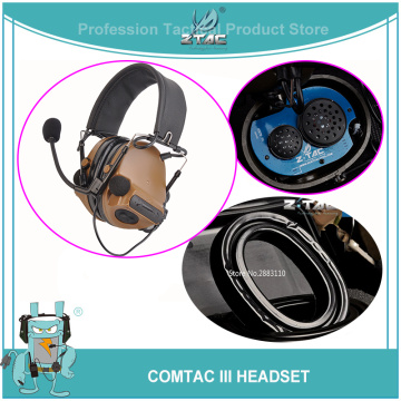 Z-tac Tactical Comtac III PTT Headset Airsoft Aviation Headphone Accessory Z051 Softair Peltor With Earmor Silicone Earmuff Z006