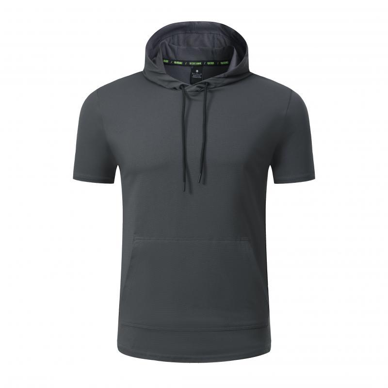 Mens Short Sleeve Quick Dry Gym Athletic Hoodie