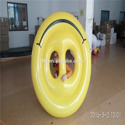 PVC inflatable yellow smile floating row,smile water floating row,smile air mattress