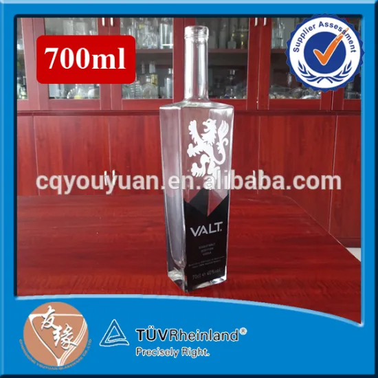 Wholesale vodka 700ml unique glass bottles cork top