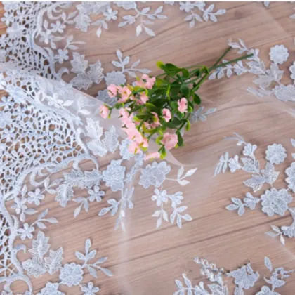 embroidered tulle lace fabric/bridal veils/ full dress/ stage dress fabric