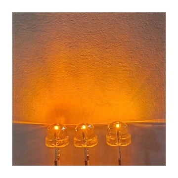 China Factory Stock: Low Price 4.8mm/5mm Yellow LED with Water Clear Lens for Straw Hat (585-595nm), Short Legs
