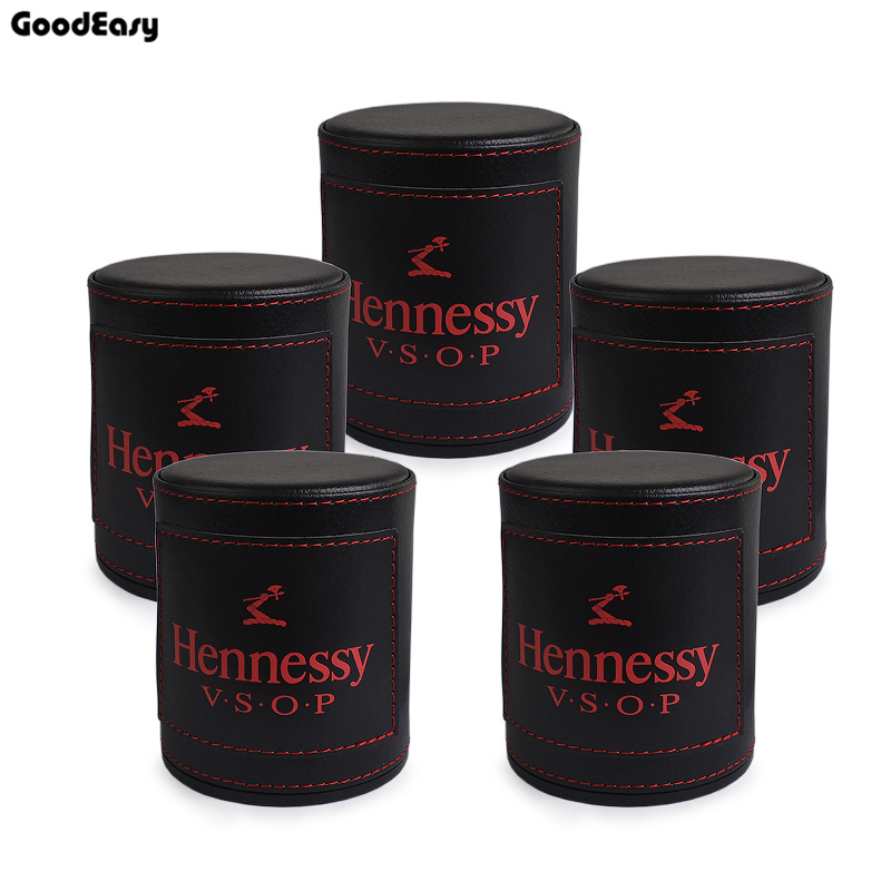 Hot Black Hennessy Leather Dice Cup Set Plastic Acrylic Polyhedral Dices Gambling Poker Drinking Board Game Dice Box 1 Pc