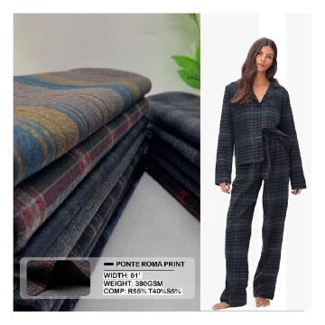 Wholesale Custom Plaid Ponte Roma Fabric for Women's Garments