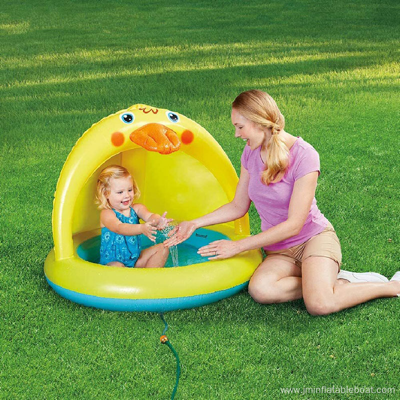 Yellow Duck Kiddie Pool with Sprinkler Toddler Pool