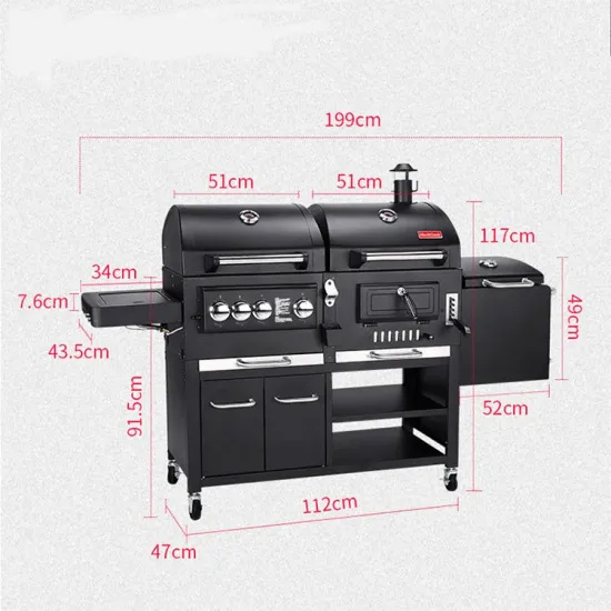 People Professionnel Outdoor Courtyard Party Barbecue Grill Smoke Stove Gas Charcoal Double Use Portable Skewers BBQ Oven