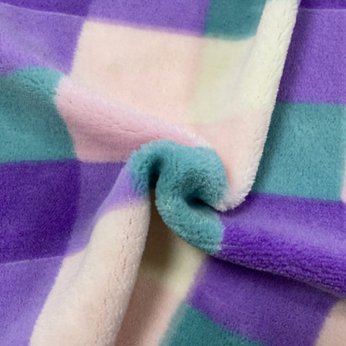 100%Polyester Coral Fleece with Chequer Printing Fabric