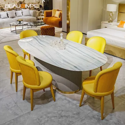 Elegant Oval Leonardo Marble Dining Table