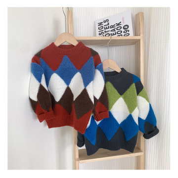 Sweater pakaian kanak -kanak sweater berlian musim luruh