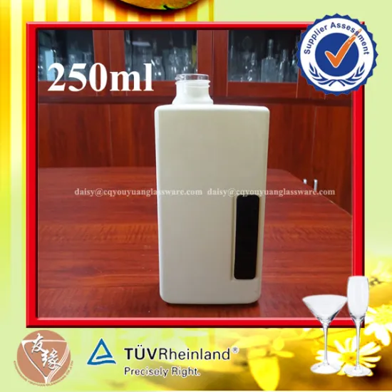 Square embossed empty vodka wholesale whiskey glass bottle 250ml