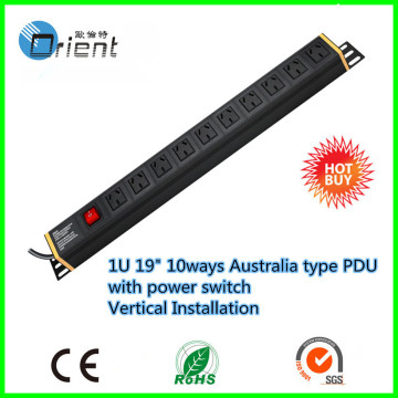 1U 10 ways Australia PDU with Switch power distribution equipment
