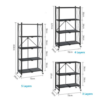 Tianjin Manufacture 5 Tier Foldable Metal Kitchen Shelf Storage Rack