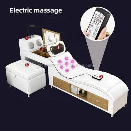 Modern European Leather Double Wedding Bed with Back Massage